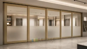 إطارات صالة عرض تصميم شامبانيا للجدران الزجاجية المتحركة في التصميمات الداخلية